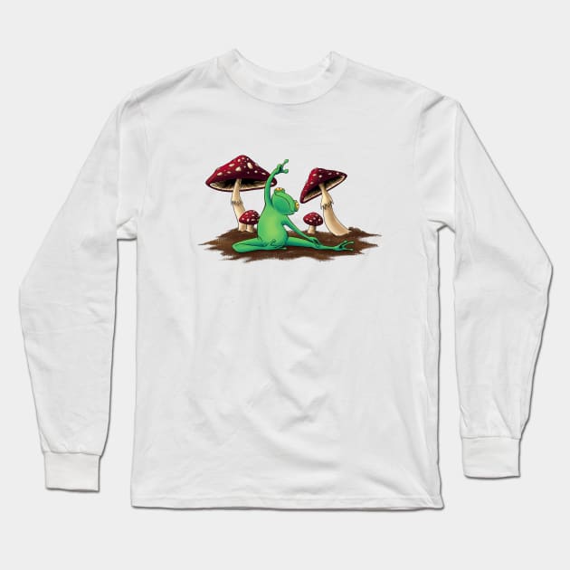 Yoga frog Long Sleeve T-Shirt by cb-illustratie